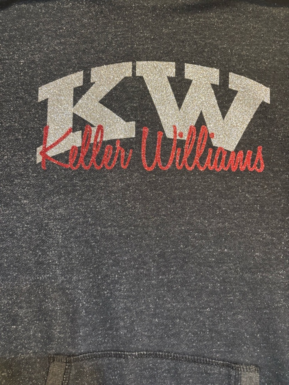 Keller Williams Hoodie Large Black Glitter Silver Red KW Logo by J. America - Picture 11 of 16